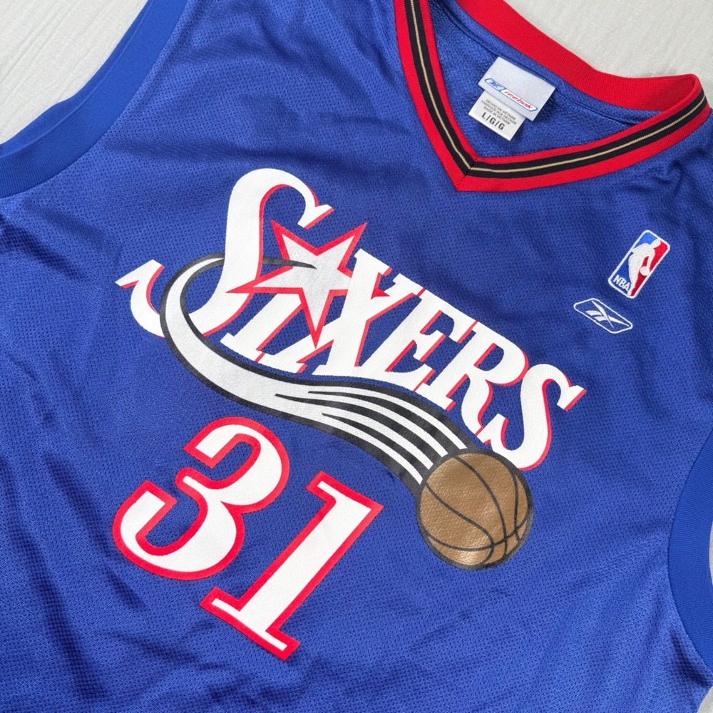 Reebok NBA Philadelphia 76ers Glenn Robinson 31 Jersey Mens Large Blue Mesh